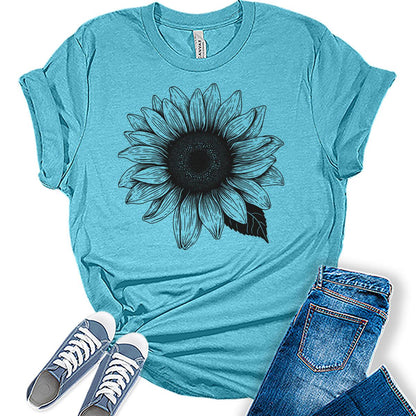 Sunflower Shirts Women's Graphic Tees Cute Vintage Teen Girl Tops