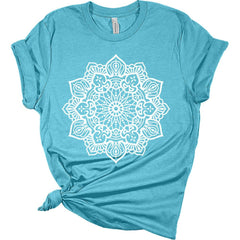 Womens Mandala Shirts Casual Cute Graphic Tees Short Sleeve Summer Classic-Fit Summer Tops