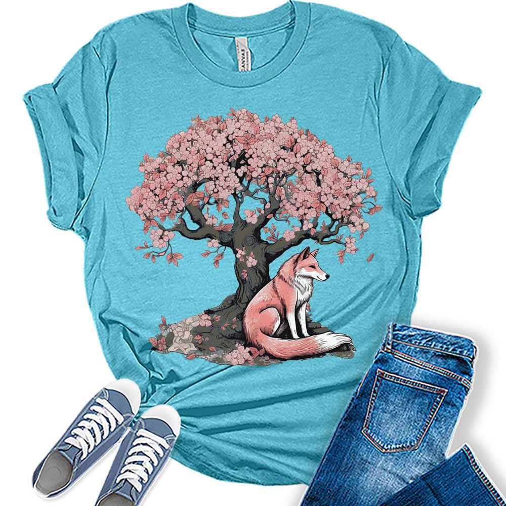 Womens Cherry Blossom Fox Shirt