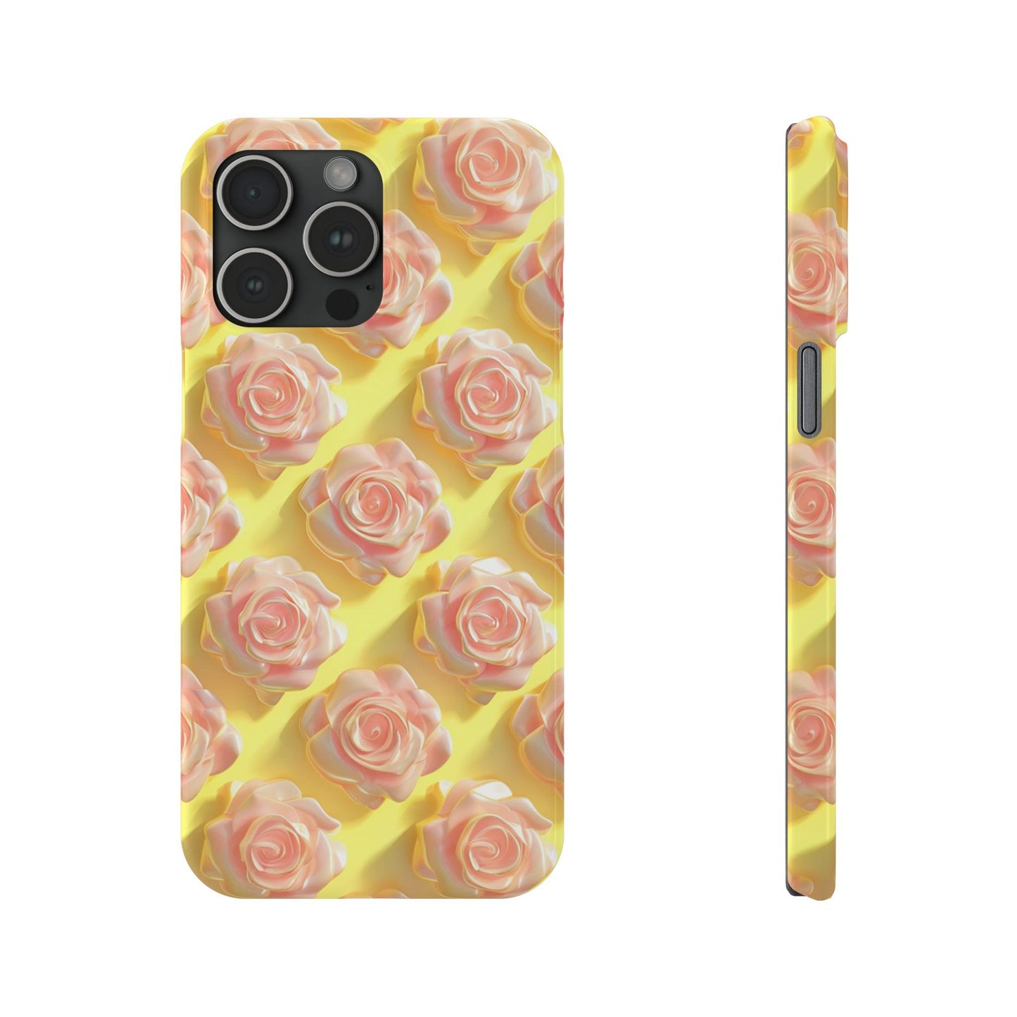 Pink  Roses Yellow Background 3D Style Print iPhone Case