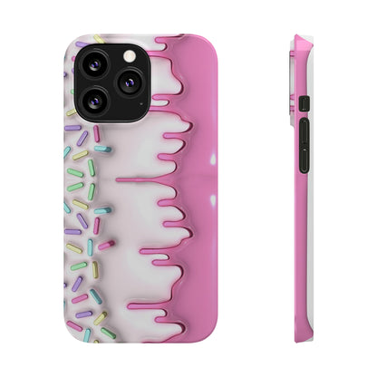 Pink Frosted iPhone 15 Case Cake With Sprinkles Background 3D Style Print Ultra-Slim Phone Case