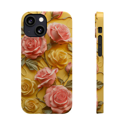 Pink And Yellow Roses 3D Style Print iPhone Case