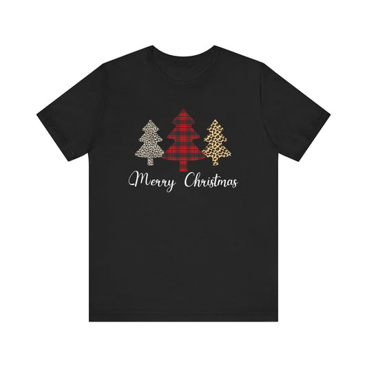Christmas Shirts for Women Cute Merry Christmas Tshirt Buffalo Plaid Trees Holiday Graphic Tees - PF