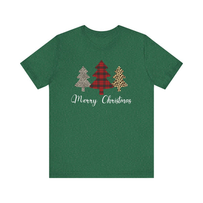 Christmas Shirts for Women Cute Merry Christmas Tshirt Buffalo Plaid Trees Holiday Graphic Tees - PF