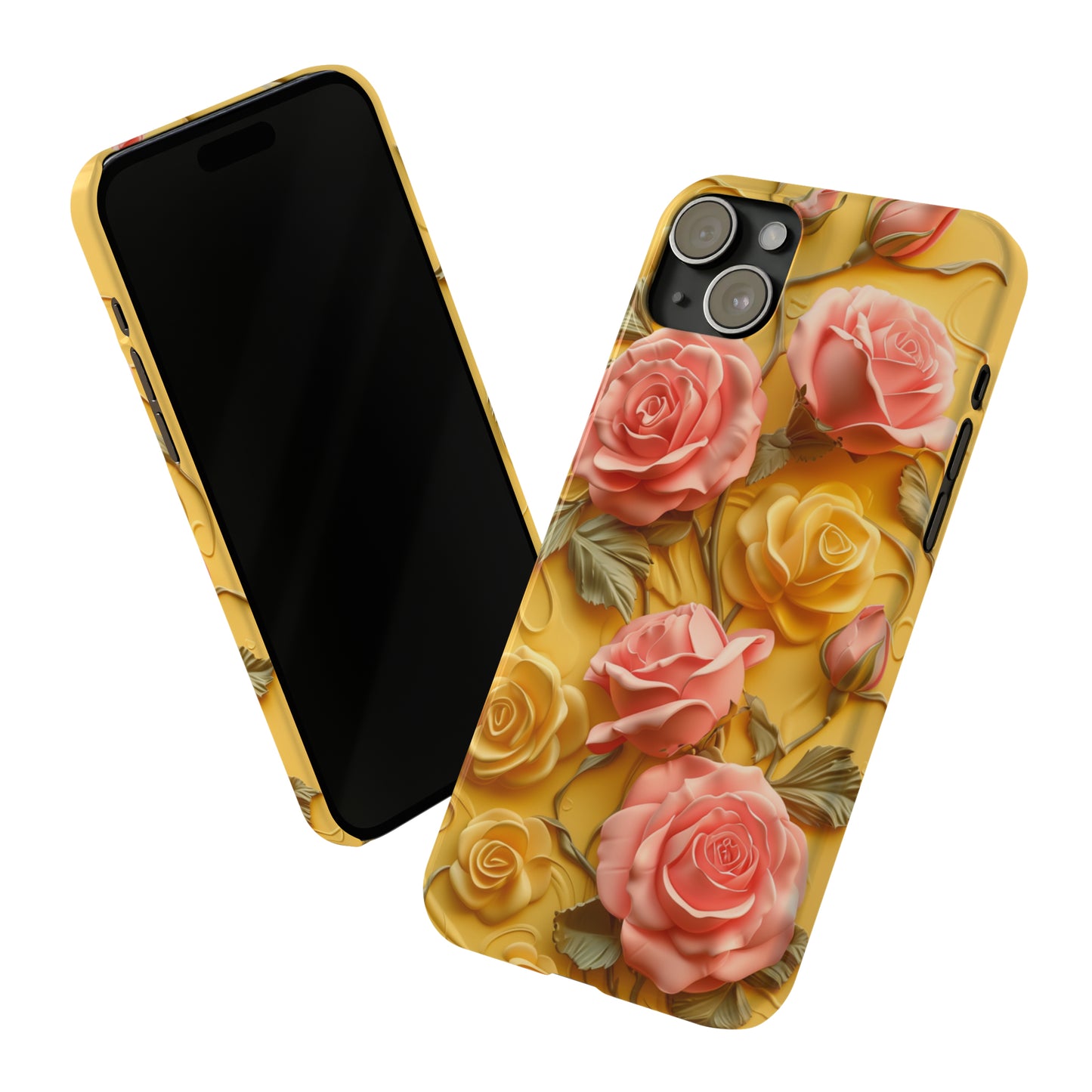 Pink And Yellow Roses 3D Style Print iPhone Case