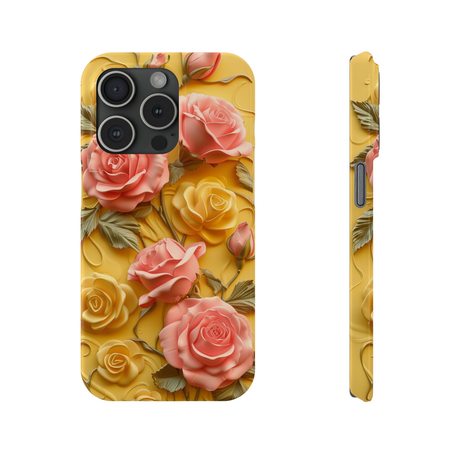 Pink And Yellow Roses 3D Style Print iPhone Case