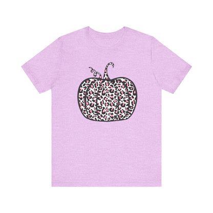 Womens Trendy Leopard Pumpkin Printed Shirts Halloween Short Sleeve Graphic Tees Fall T-Shirts Tops - PF