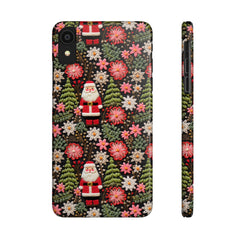 Christmas Santa Floral Christmas Tree Phone Case Embroidered Print Effect Slim iPhone Cases