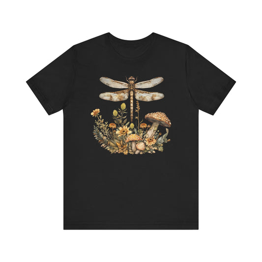 Dragonfly Shirt for Women Mushroom T Shirt Vintage Cottagecore Plus Size Graphic Tees - PF