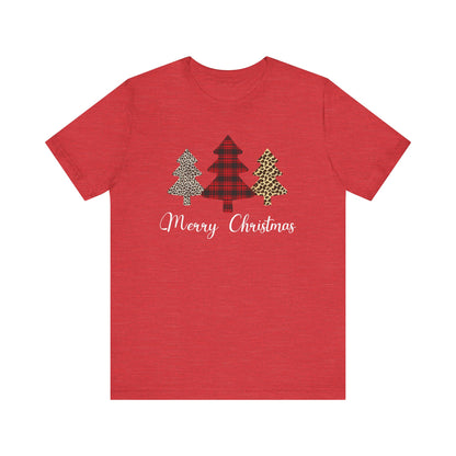 Christmas Shirts for Women Cute Merry Christmas Tshirt Buffalo Plaid Trees Holiday Graphic Tees - PF