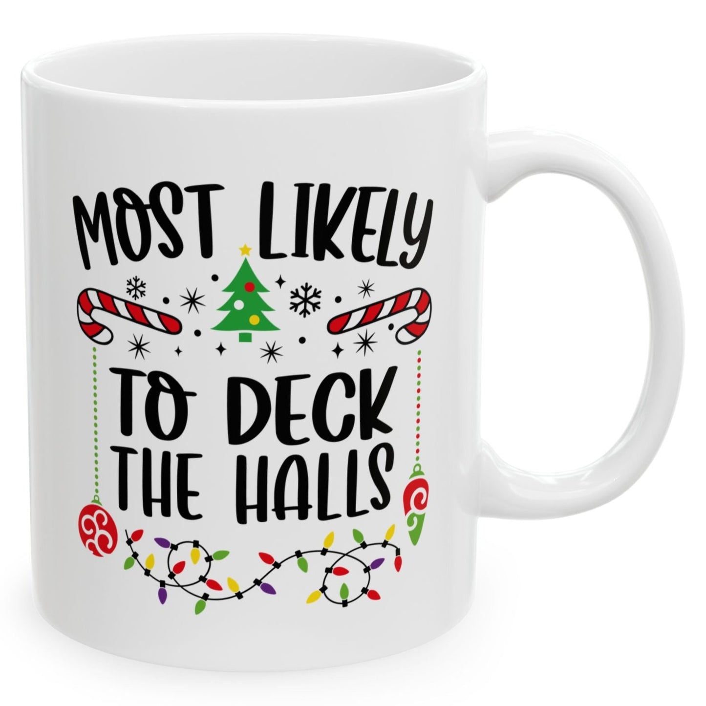 Most Likely To Deck The Halls Family Christmas Coffee Mugs 11 oz