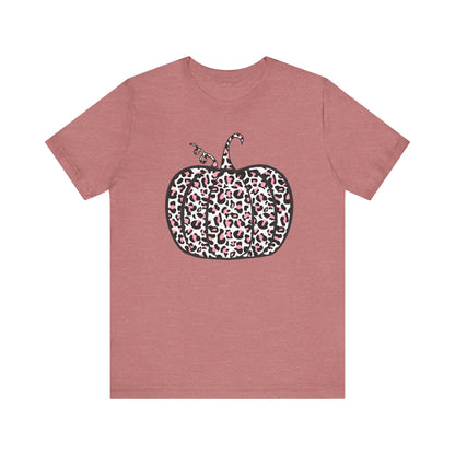 Womens Trendy Leopard Pumpkin Printed Shirts Halloween Short Sleeve Graphic Tees Fall T-Shirts Tops - PF