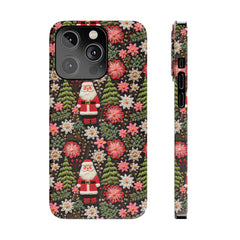 Christmas Santa Floral Christmas Tree Phone Case Embroidered Print Effect Slim iPhone Cases
