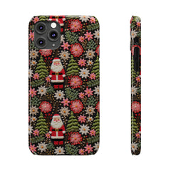 Christmas Santa Floral Christmas Tree Phone Case Embroidered Print Effect Slim iPhone Cases