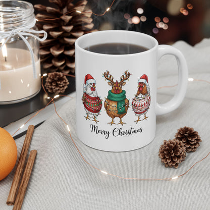 Funny Chicken Merry Christmas Gift Mug