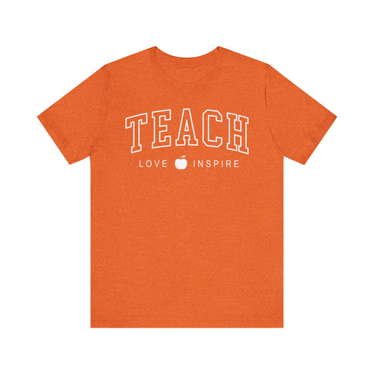 Womens Teacher Shirts Teach Love Inspire Cute Letter Print Tshirts Bella Graphic Tees Short Sleeve Casual Teaching Clothes - PF2