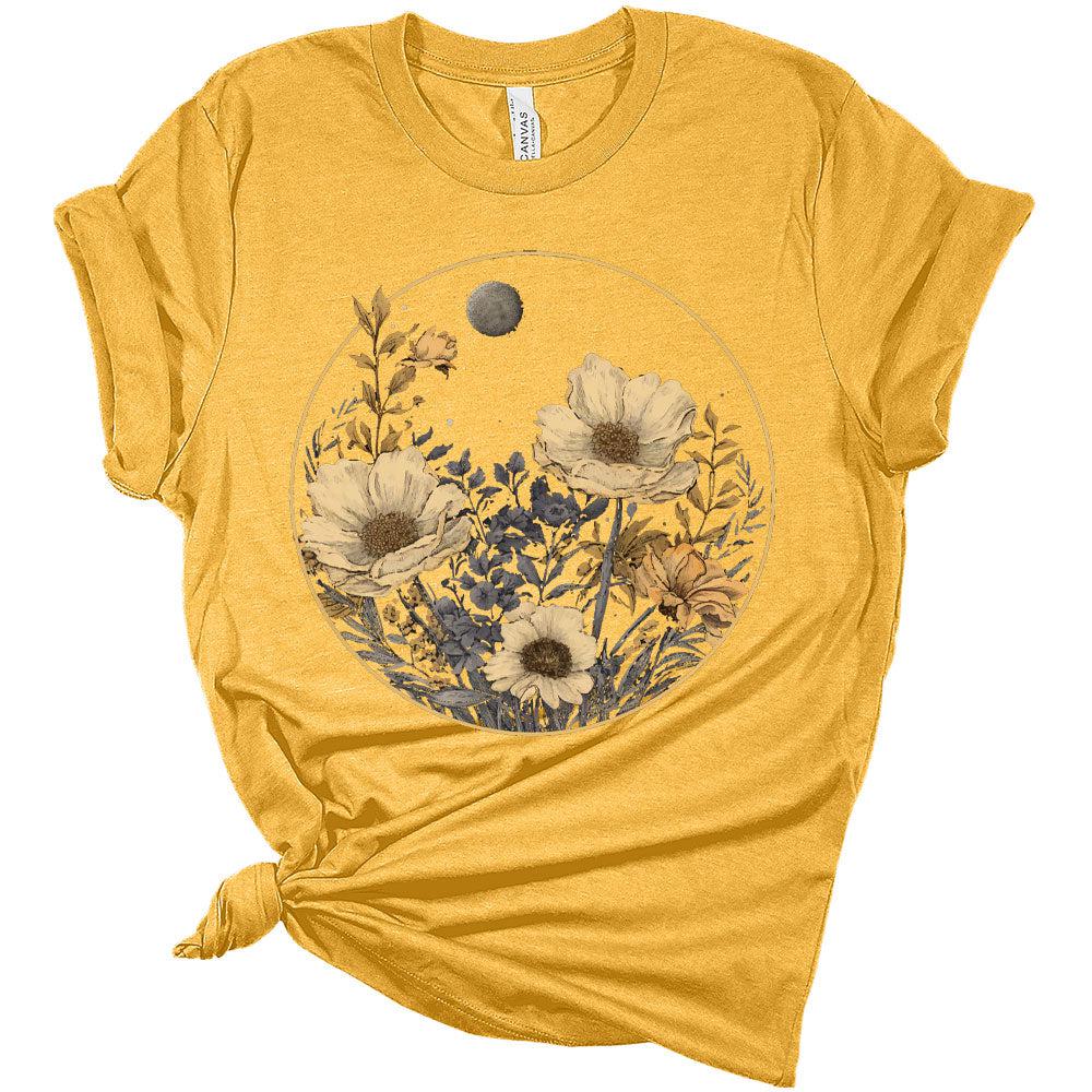 Womens Floral Shirts Trendy Wildflower Vintage Graphic Tees Trendy Short Sleeve T Shirts Bella Summer Tops