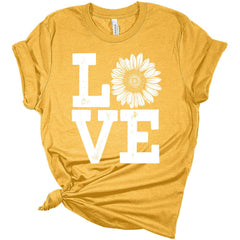Womens Love Sunflower Shirt Floral Graphic Tee