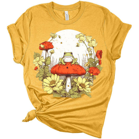 Womens Floral Mushroom Frog T-Shirt