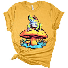 Womens Summer Frog Mushroom T-Shirt