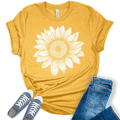 Sunflower Shirt Graphic Tee for Women Cute Cottagecore Boho Tops for Teen Girls