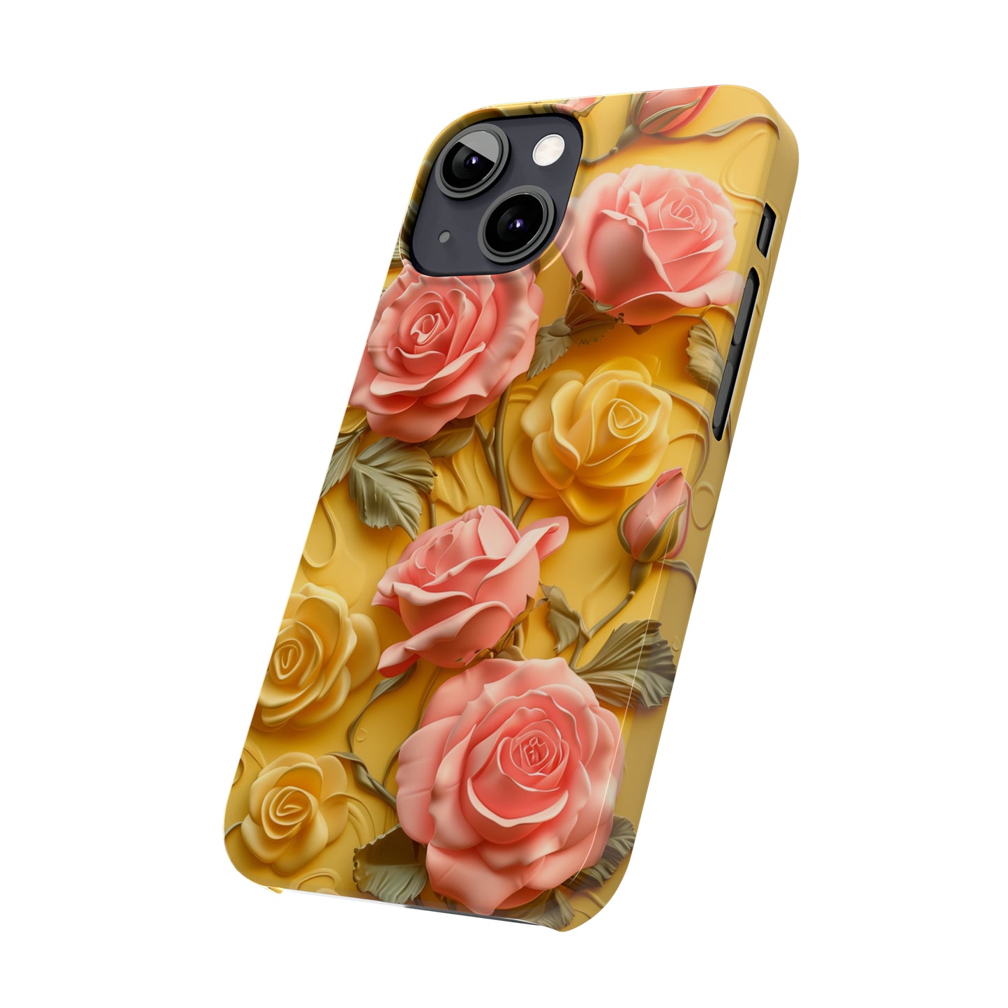 Pink And Yellow Roses 3D Style Print iPhone Case