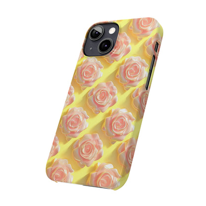 Pink  Roses Yellow Background 3D Style Print iPhone Case