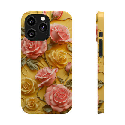 Pink And Yellow Roses 3D Style Print iPhone Case