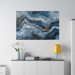 Abstract Blue Grey Canvas Print Wall Painting Marble Artwork Canvas Wall Art for Living Room Home Office Décor