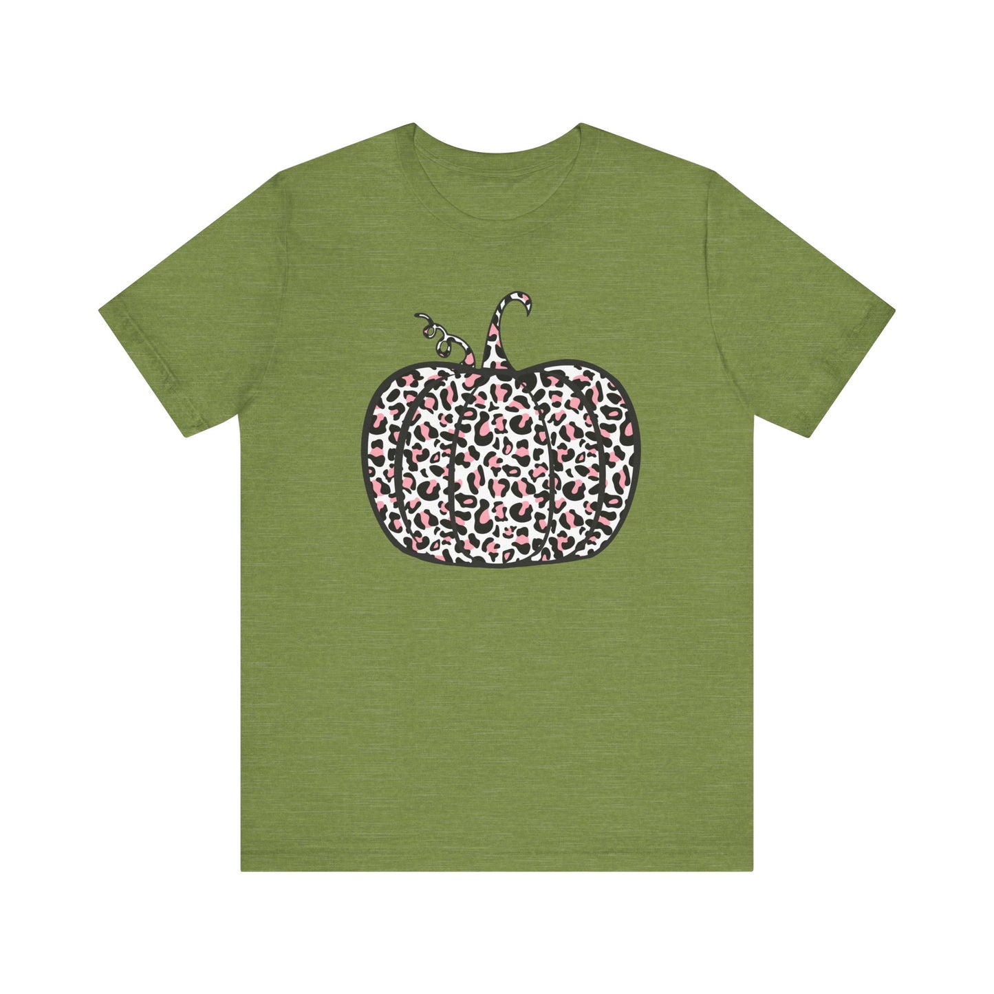 Womens Trendy Leopard Pumpkin Printed Shirts Halloween Short Sleeve Graphic Tees Fall T-Shirts Tops - PF