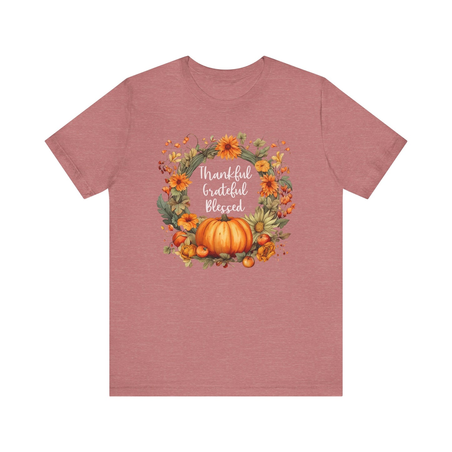 Womens Thanksgiving Shirt Fall Graphic Tees Cute Thankful Grateful Blessed Tshirt Vintage Floral Short Sleeve Tops - PF