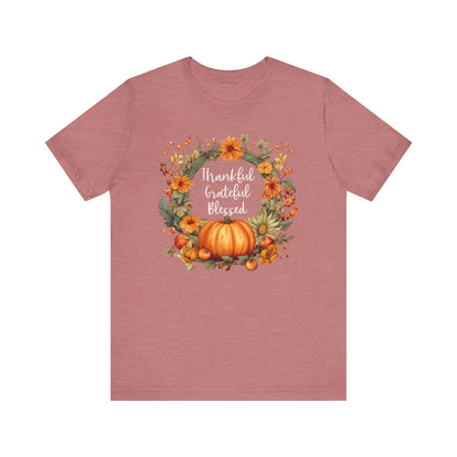 Womens Thanksgiving Shirt Fall Graphic Tees Cute Thankful Grateful Blessed Tshirt Vintage Floral Short Sleeve Tops - PF
