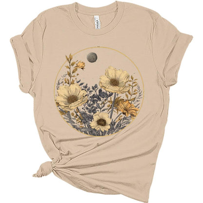 Womens Floral Shirts Trendy Wildflower Vintage Graphic Tees Trendy Short Sleeve T Shirts Bella Summer Tops