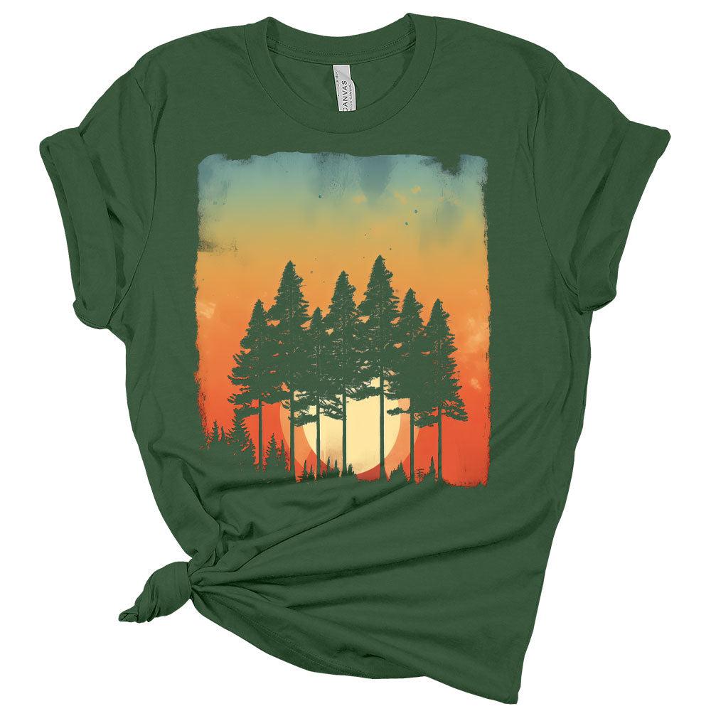 Womens Trendy Retro Vintage Graphic Skinny Pine Tree Shirt Summer Hiking Camping Athletic Tees Nature Casual Comfy Clothes