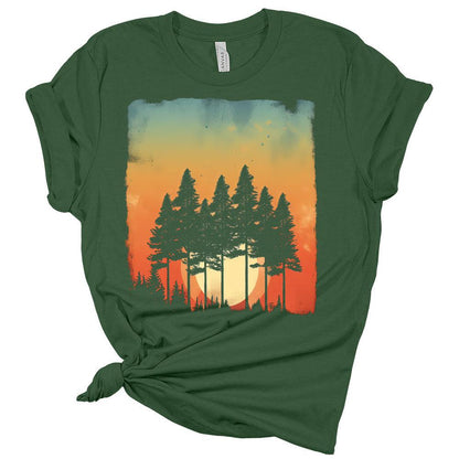 Womens Trendy Retro Vintage Graphic Skinny Pine Tree Shirt Summer Hiking Camping Athletic Tees Nature Casual Comfy Clothes