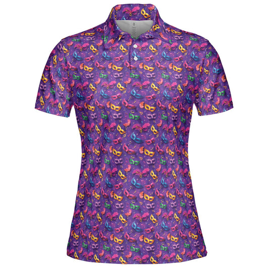 Mardi Gras Polo Shirt for Women Bourbon Street Moisture Wicking Short Sleeve Golf Top