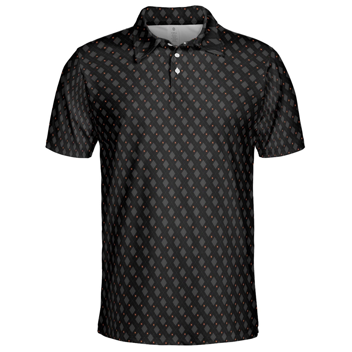 Black Halloween Polo Shirt for Men Spider Print Moisture Wicking Short Sleeve Golf Top