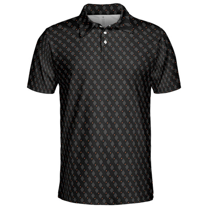Black Halloween Polo Shirt for Men Spider Print Moisture Wicking Short Sleeve Golf Top