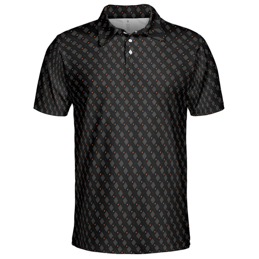 Black Halloween Polo Shirt for Men Spider Print Moisture Wicking Short Sleeve Golf Top