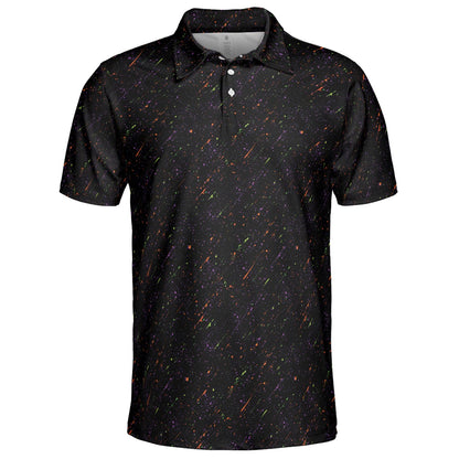 Halloween Polo Shirt for Men Black Spooky Party Style Moisture Wicking Short Sleeve Golf Top