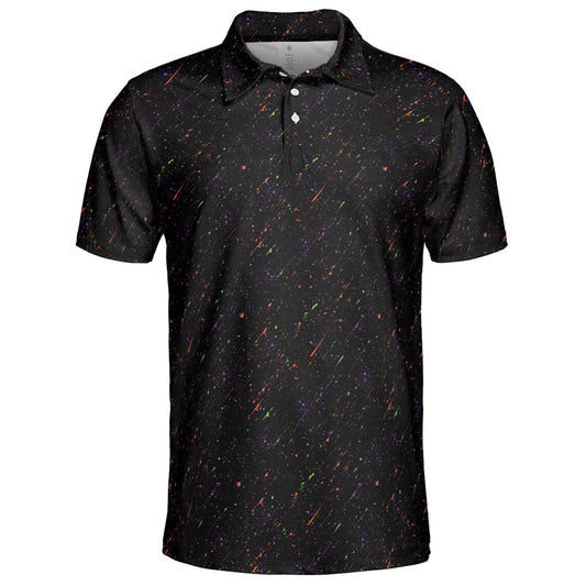 Halloween Polo Shirt for Men Black Spooky Party Style Moisture Wicking Short Sleeve Golf Top