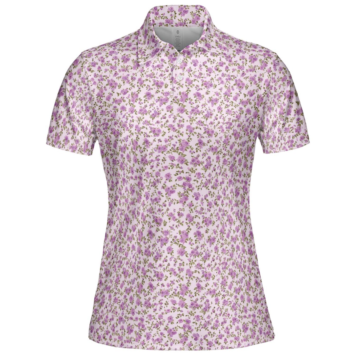 Lavender Floral Polo Shirt for Women Light Purple Cottagecore Spring Summer Moisture Wicking Short Sleeve Golf Top
