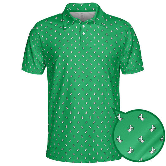 St Patricks Day Polo Shirts for Men Silly Goose Moisture Wicking Short Sleeve Golf Top
