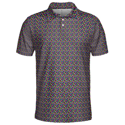 Neon Polo Shirt for Men Retro 90s Moisture Wicking Short Sleeve Golf Top
