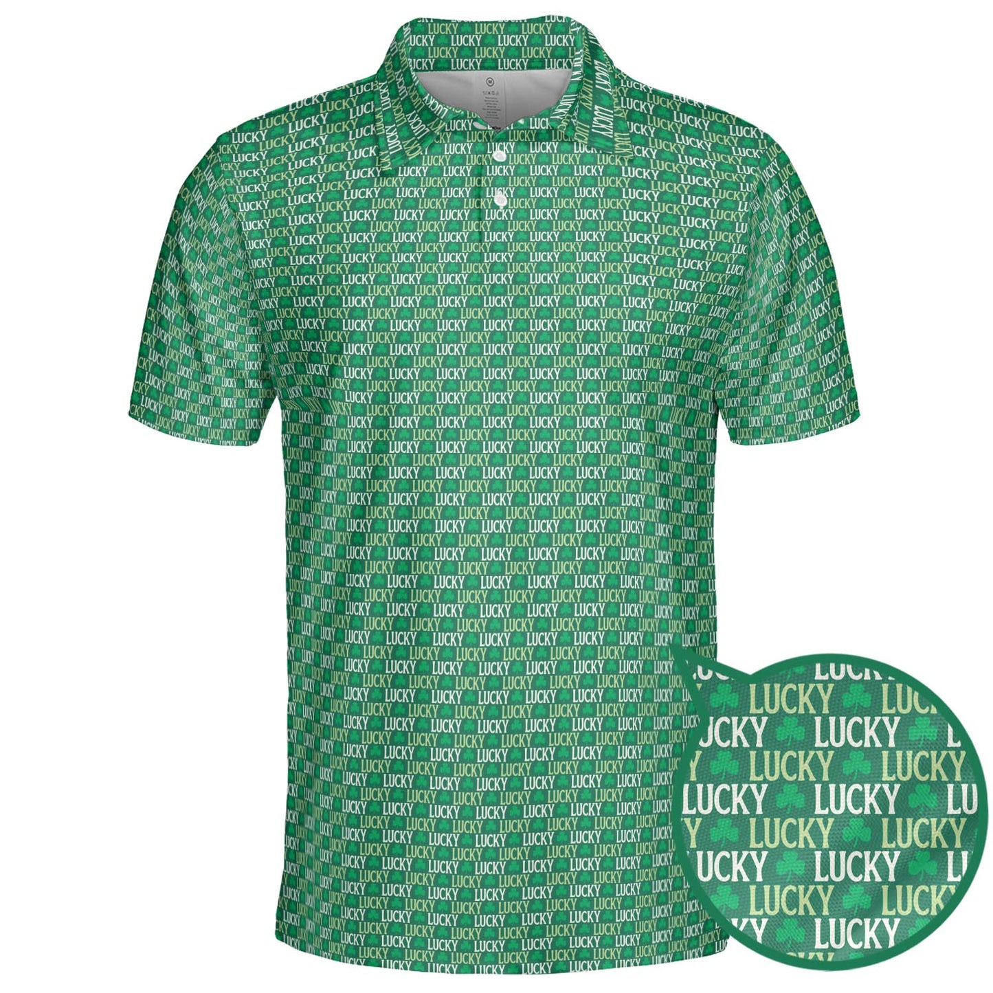 St Patricks Day Polo Shirts for Men Lucky Shamrock Letter Print Moisture Wicking Short Sleeve Golf Top