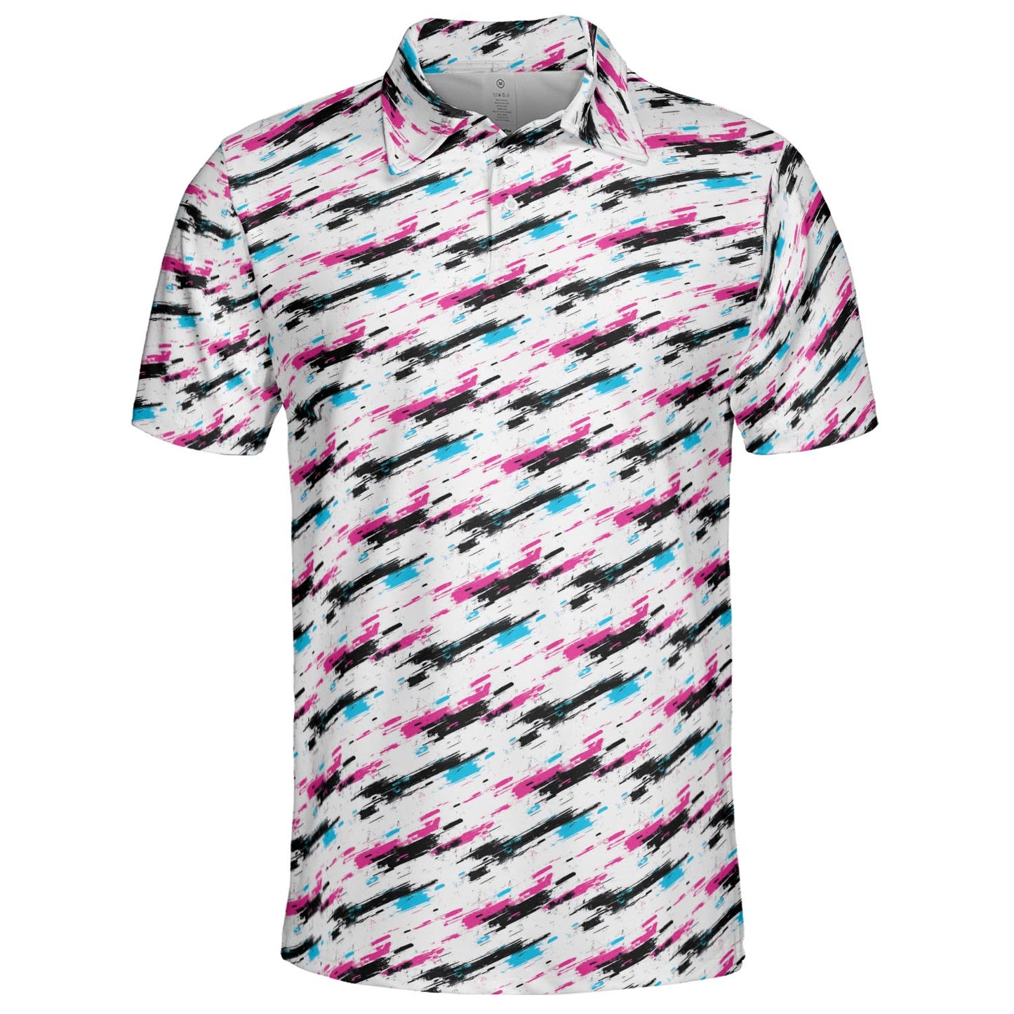 Retro 90s Polo Shirt for Men Neon Moisture Wicking Short Sleeve Golf Top