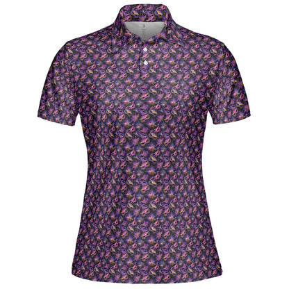 Mardi Gras Polo Shirts for Women Carnival Queen Moisture Wicking Short Sleeve Golf Top