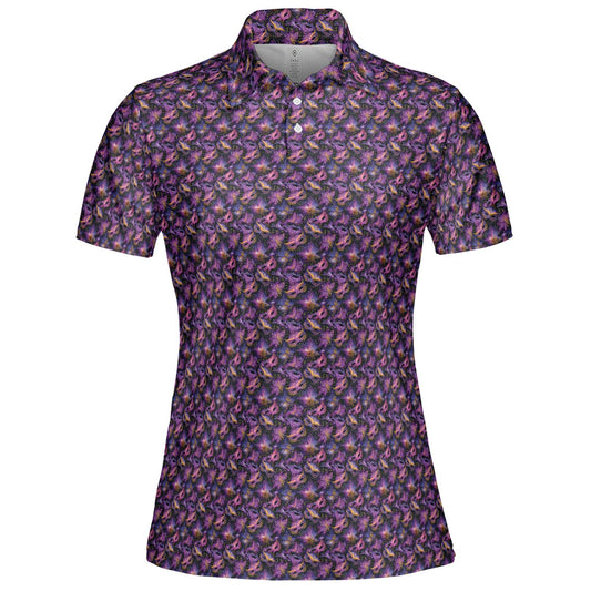 Mardi Gras Polo Shirts for Women Carnival Queen Moisture Wicking Short Sleeve Golf Top