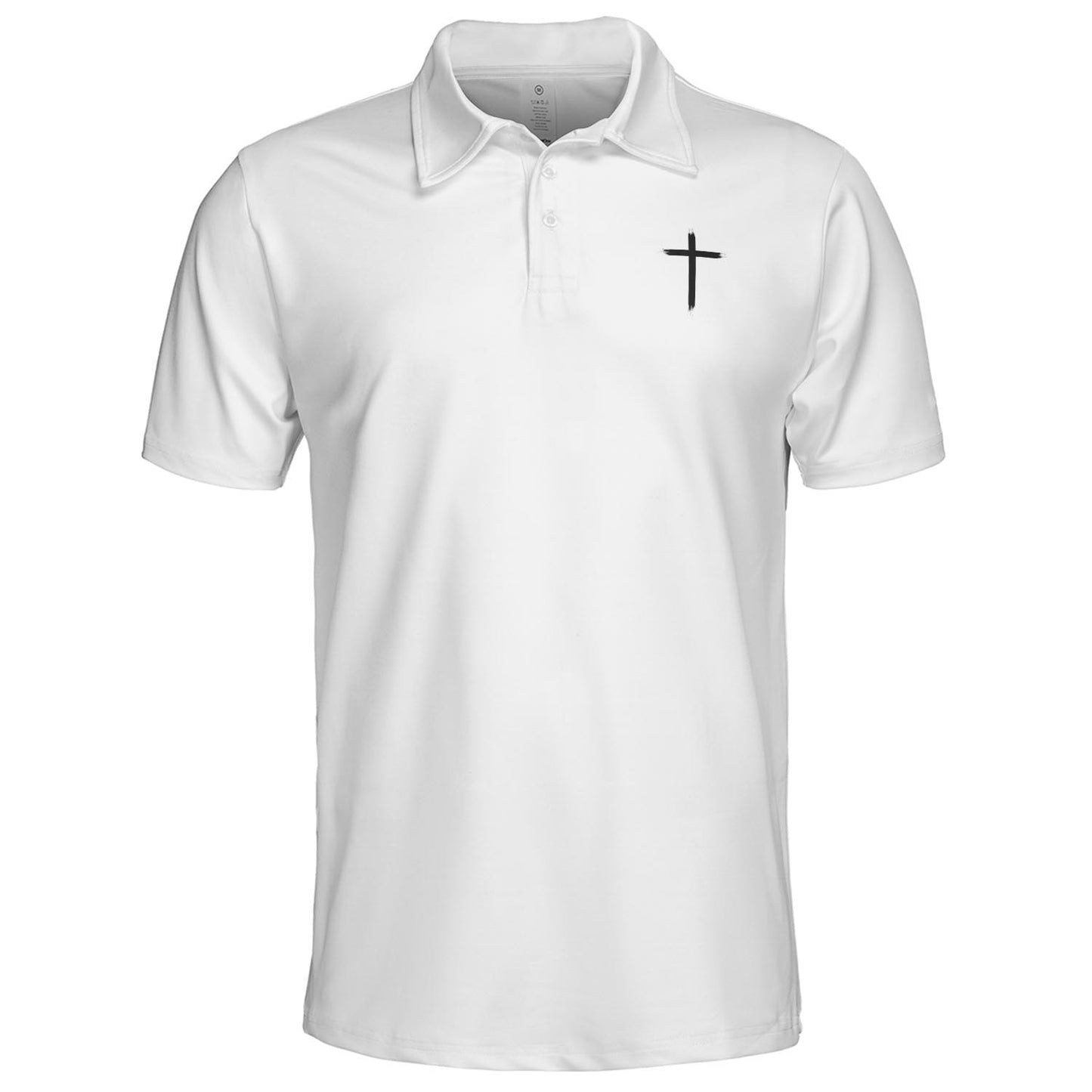 Christian Polo Shirts for Men Cross Faith Moisture Wicking White Short Sleeve Golf Top