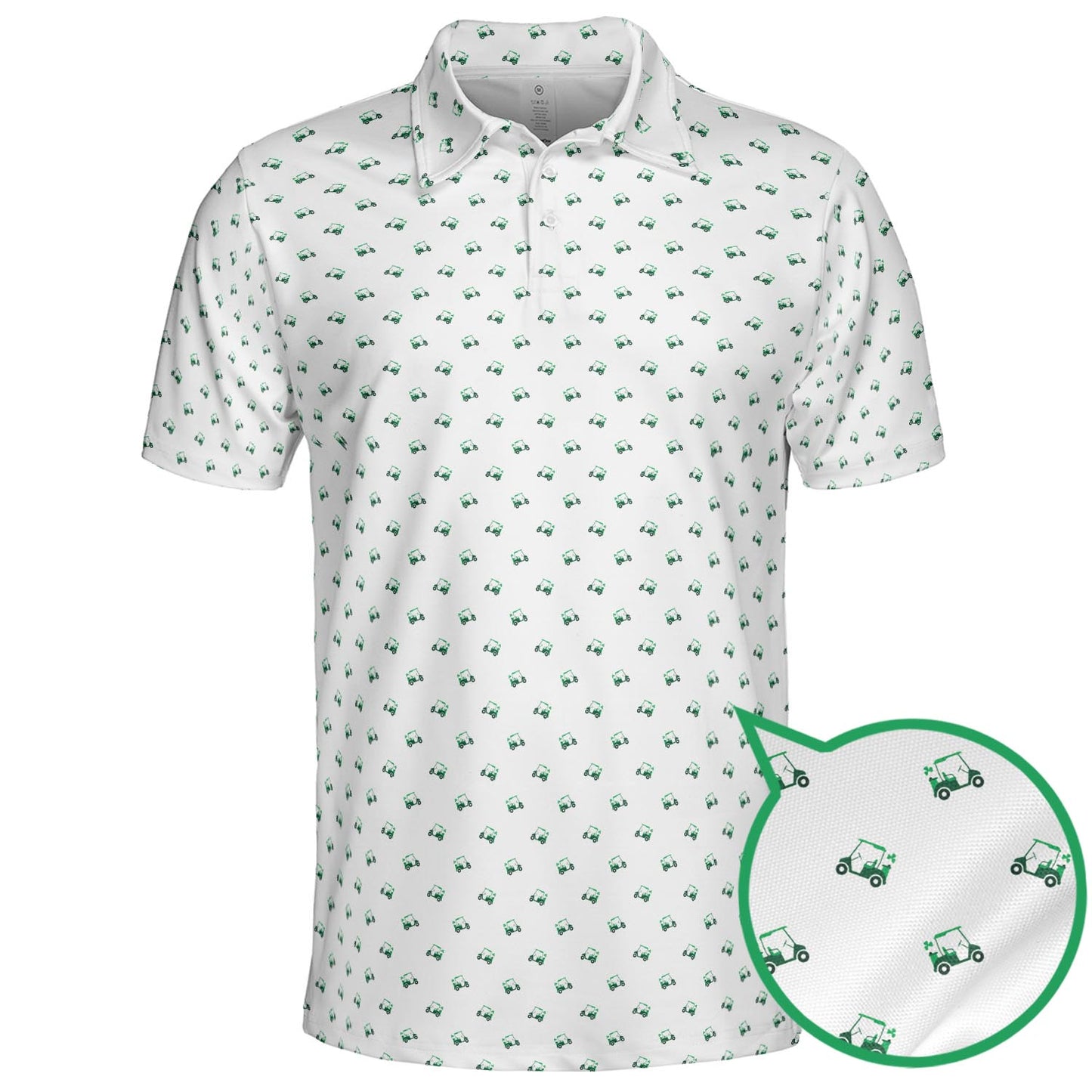 St Patricks Day Polo Shirts for Men Shamrock Golf Cart Moisture Wicking Short Sleeve Golf Top